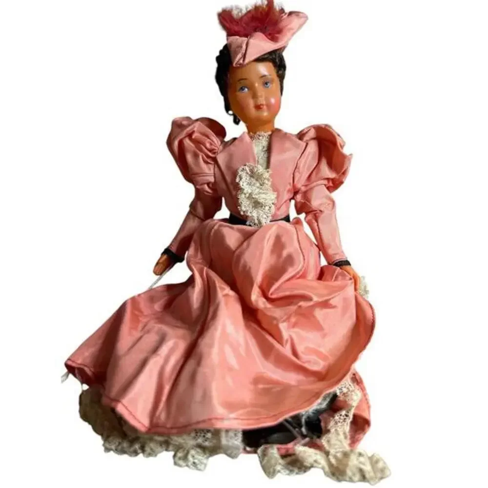 Vintage Toy French Pink Fancy Dress Costume 1940's Celluloid Doll 8